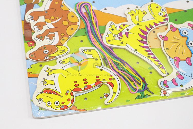 Dinasour Threading Wooden Puzzles Set For Promotion