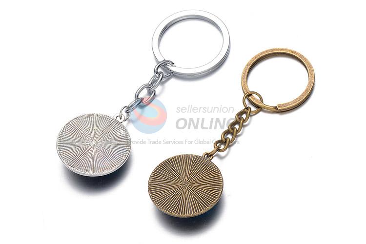 Cool Printing Round Pendant Alloy Keychain Key Ring