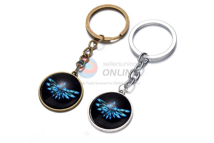 Cool Printing Round Pendant Alloy Keychain Key Ring