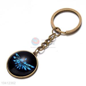 Cool Printing Round Pendant Alloy Keychain Key Ring