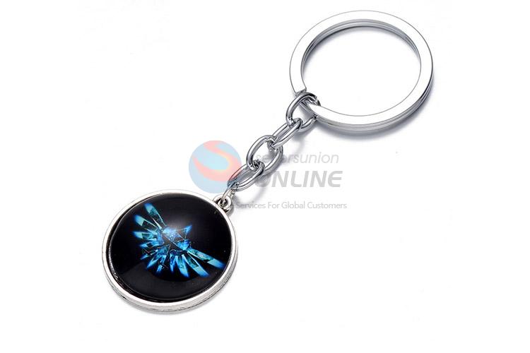 Cool Printing Round Pendant Alloy Keychain Key Ring