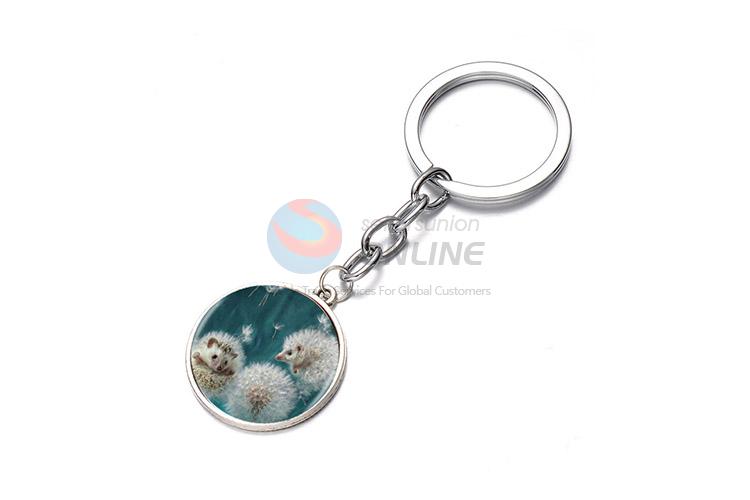 Cute Animal Pattern Round Alloy Keychain Key Ring