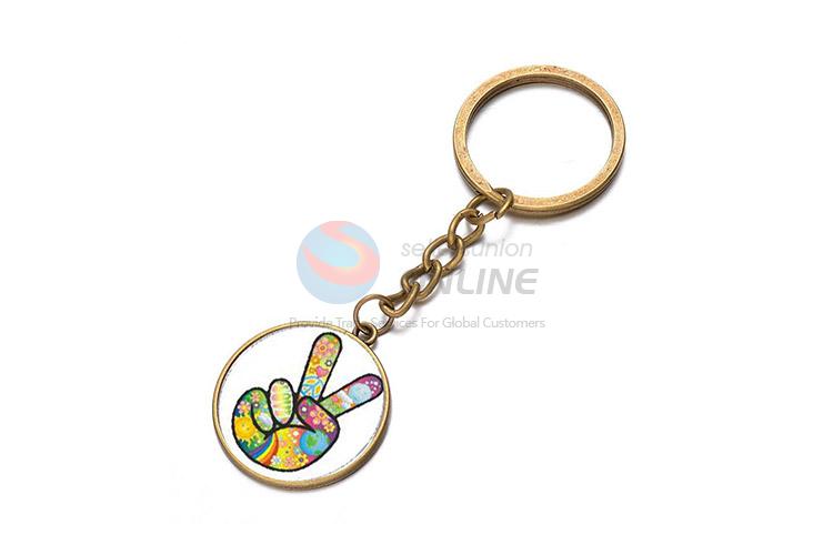 Best Sale Victory Sign Pattern Alloy Key Chain Key Ring