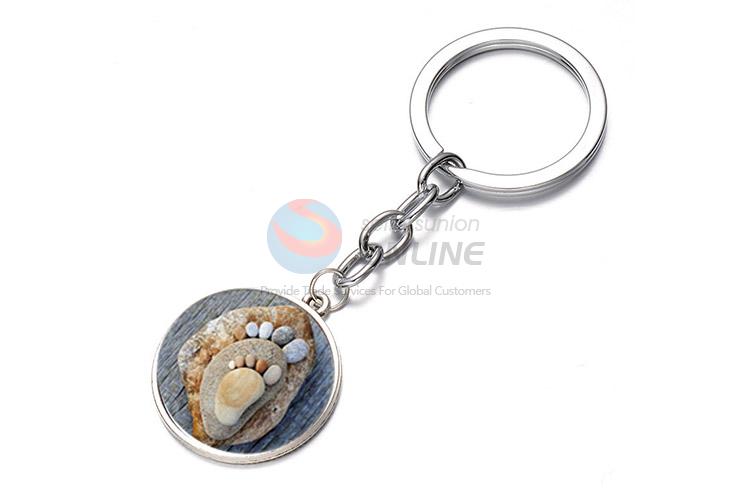 Fashion Stone Foot Pattern Alloy Key Chain Key Ring