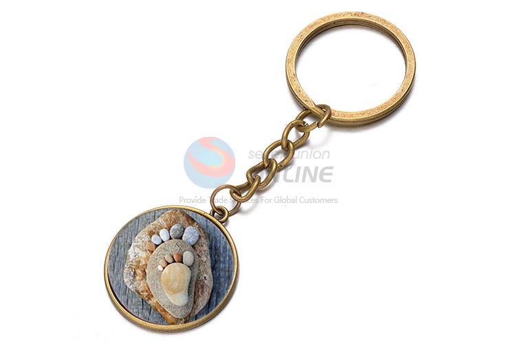 Fashion Stone Foot Pattern Alloy Key Chain Key Ring