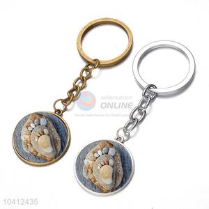 Fashion Stone Foot Pattern Alloy Key Chain Key Ring