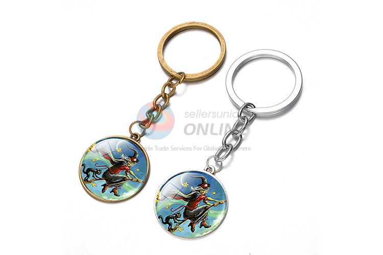 Cool Magician Pattern Round Alloy Keychain Key Ring