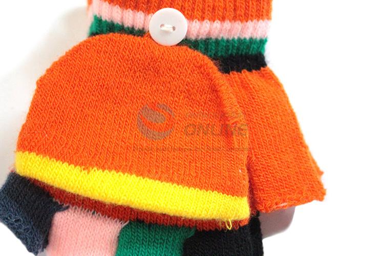 Popular design half-finger warm knitted gloves for kids