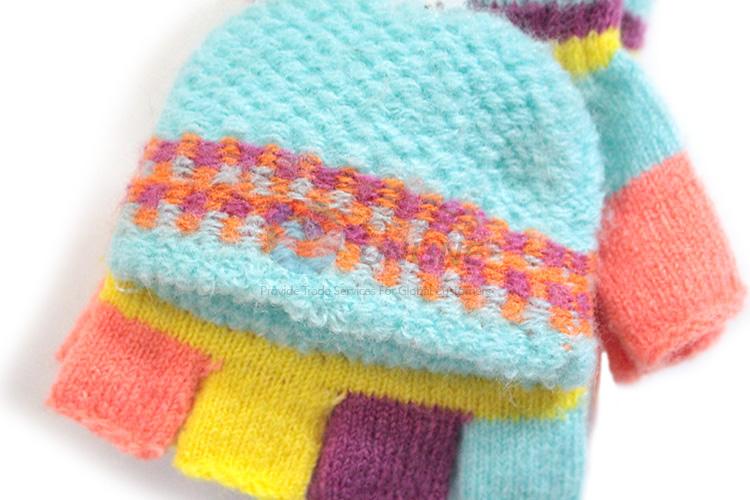 High sales half-finger warm knitted gloves for kids