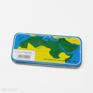 World Map Pattern Pencil Case Compasses Ruler Stationery Set