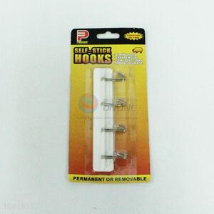 Low price 4pcs white self-sticky hooks