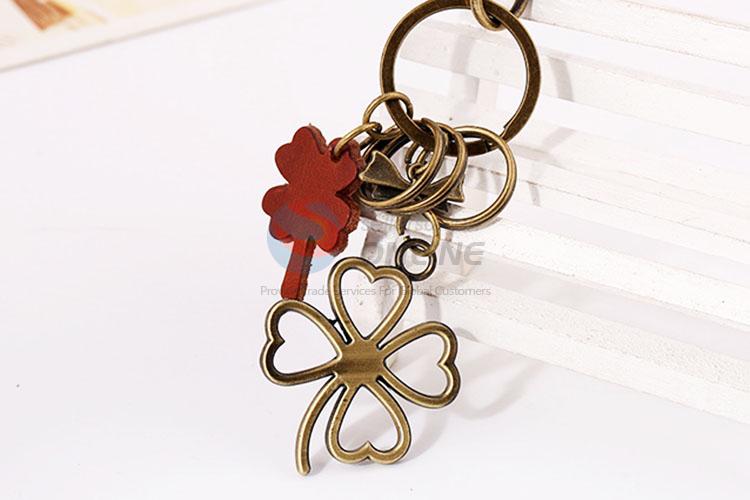 Zinc Alloy Key Chain/Key Ring with Clover