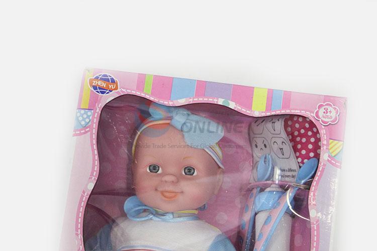 High Quality 14-inch DIY Tableware Lifelike Baby Doll Kids Gift with 12 Sound