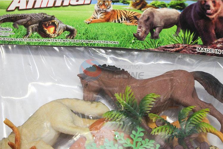 Promotional Gift Wild Animal Model Toys 8 pcs Simulation Animal Set and Tree