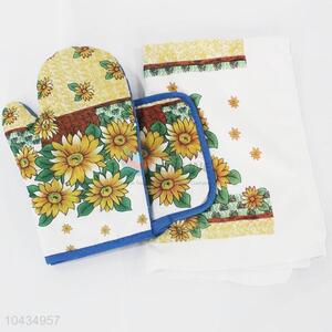 Flower pattern fiber kitchen towels dish mat/glove