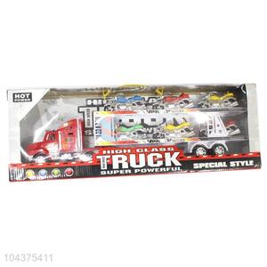 Custom Inertial Double-Deck Platform Truck With 6 Pieces Free-Wheel Toy Car