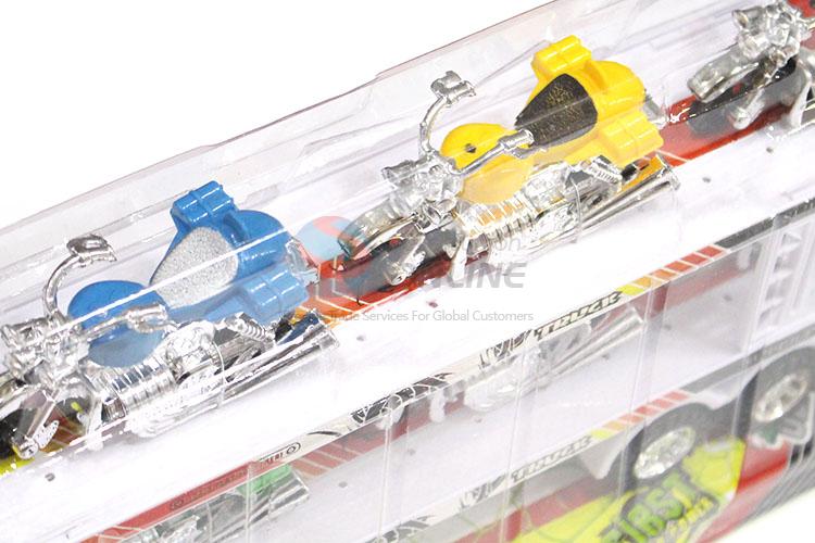 Fashion Inertial Double-Deck Platform Truck With 6 Pieces Free-Wheel Harley Car