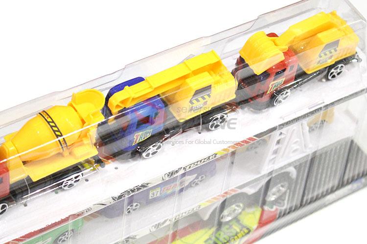 Colorful Inertial Double-Deck Platform Truck With Free-Wheel Racing Car And Engineering Car Set