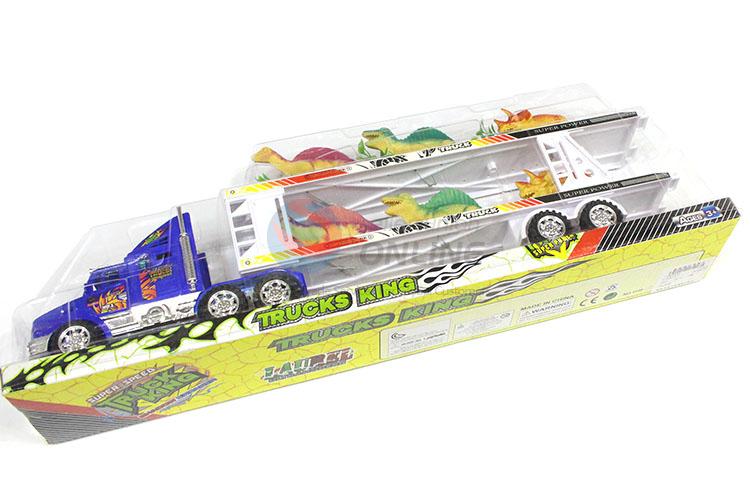 Good Toy Car Inertial Double-Deck Platform Truck With 6 Pieces Dinosaur Toy Set