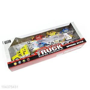 Super Inertial Double-Deck Platform Truck With 6 Pieces Toy Car Set