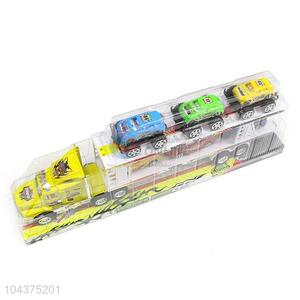 Plastic Inertial Double-Deck Platform Truck 3 Tiny Cars And 3 Suv Toy Set