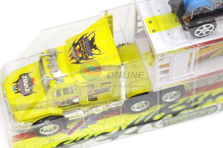 Plastic Inertial Double-Deck Platform Truck 3 Tiny Cars And 3 Suv Toy Set