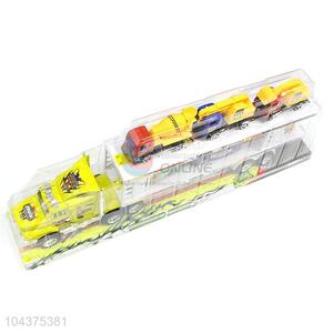 Colorful Inertial Double-Deck Platform Truck With Free-Wheel Racing Car And Engineering Car Set