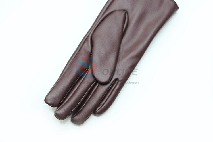 Modern Style Fashion Winter Warm Soft Women PU Gloves