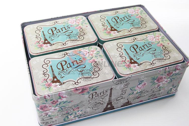 Creative Utility Tin Storage Box Set in Rectangle Shape