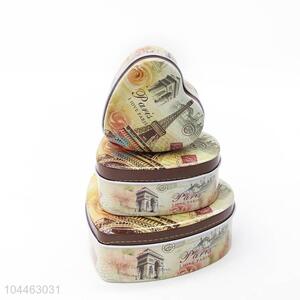 Multi-use Heart Shaped Tin Storage Cases Set for Promotion