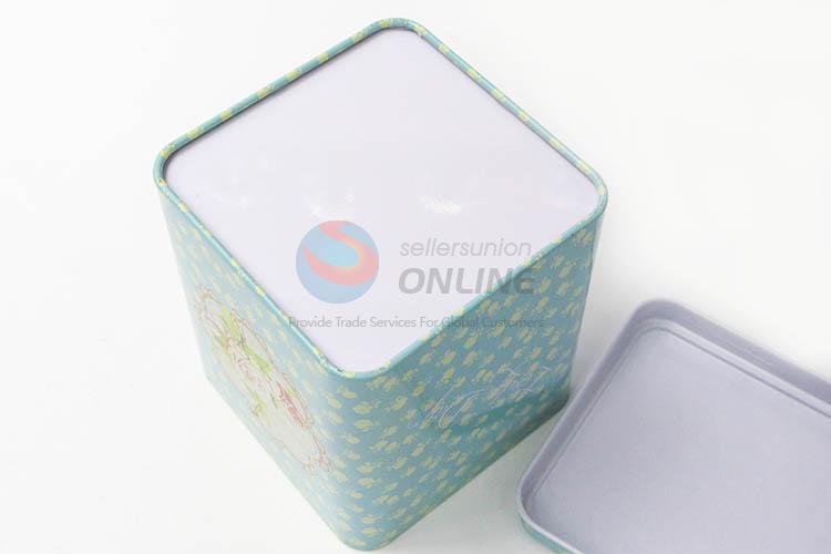 Pretty Cute Printing Tin Storage Box in Square Shape