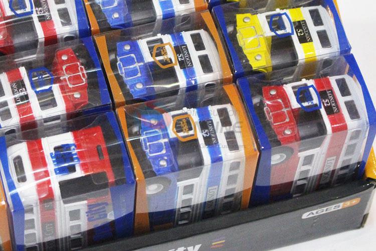 Good quality low price 12pcs alloy double-deck bus toy