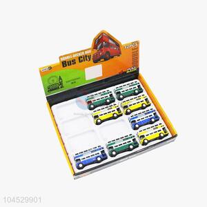 New product cheap 12pcs alloy double-deck bus toy