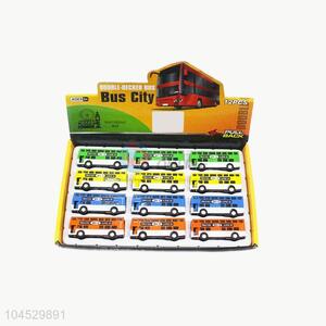 Popular 12pcs alloy double-deck bus toy