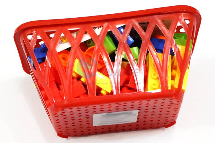 Unique Design 80 Pieces Colorful Plastic Building Blocks With Basket