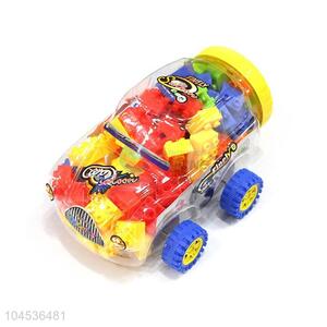 Cheap 80 Pieces Colorful Building Blocks With Car Shape Barrel