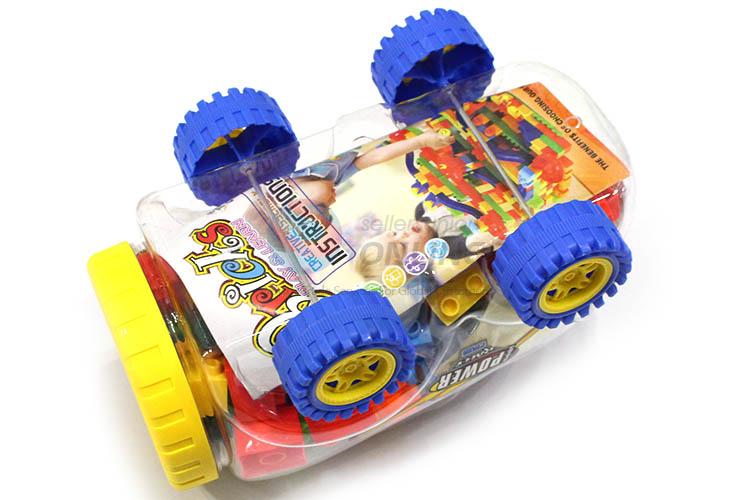 Good Quality 52 Pieces Plastic Building Block With Car Shape Barrel