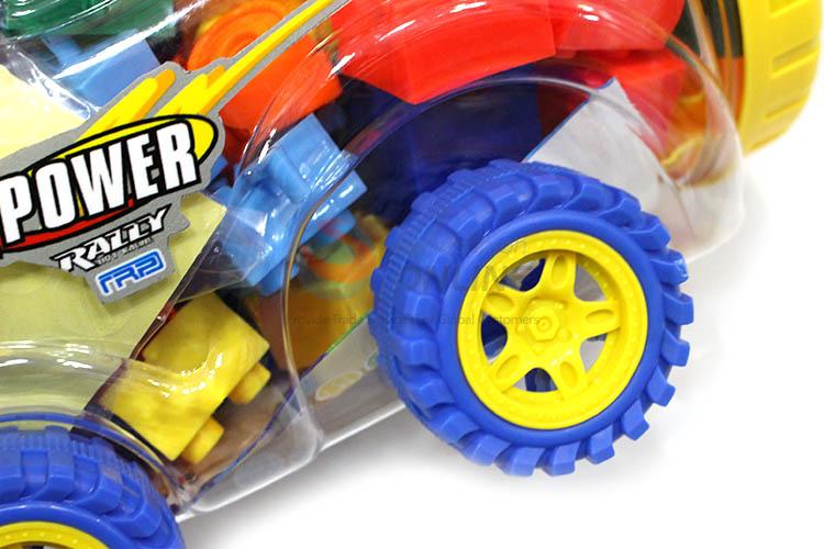 Good Quality 52 Pieces Plastic Building Block With Car Shape Barrel