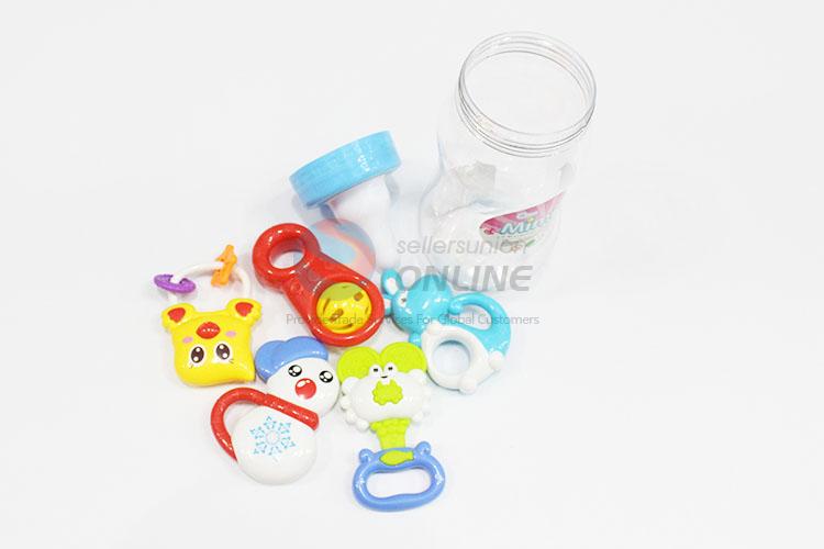 Lovely Design Plastic Fun Baby Rattle Toys in Big Feeding-bottle