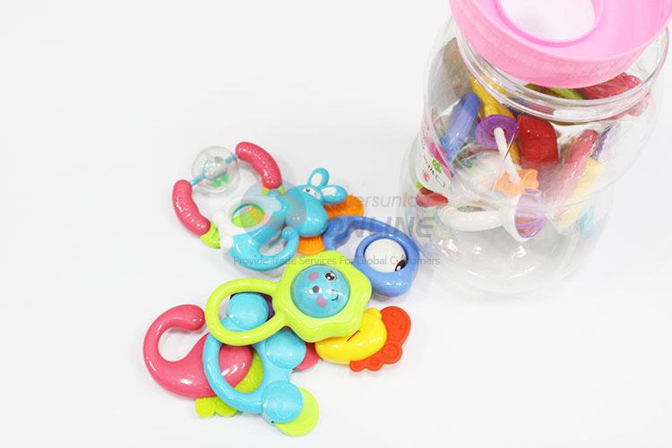 Animal Design Hot Sale Plastic Fun Baby Rattle Toys in Big Feeding-bottle