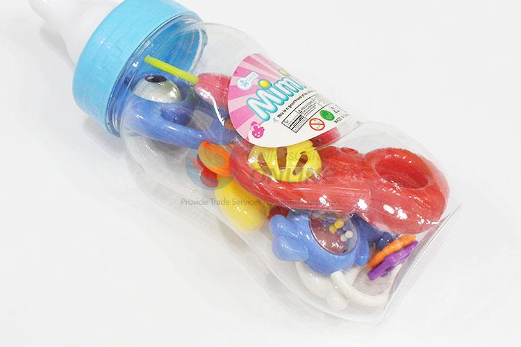 Cute Design Plastic Fun Baby Rattle Toys in Big Feeding-bottle