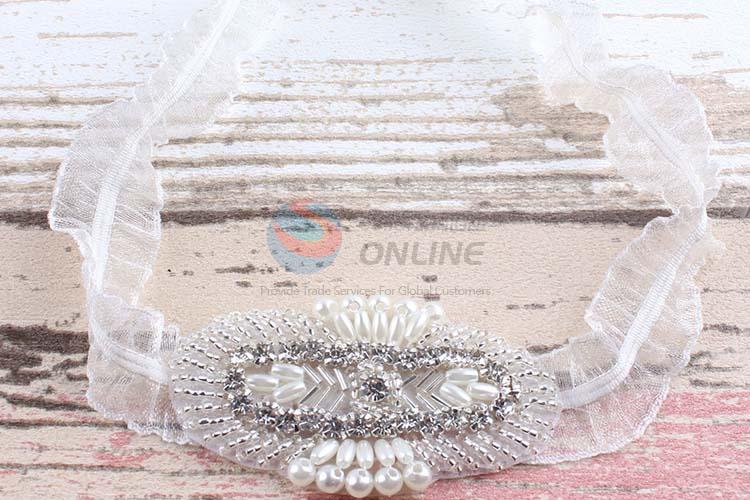 Custom Design Newborn Cheap Pearl Rhinestone Hairband