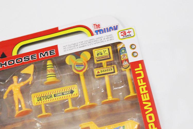 Best construction vehicle/trailer/road sign toy set