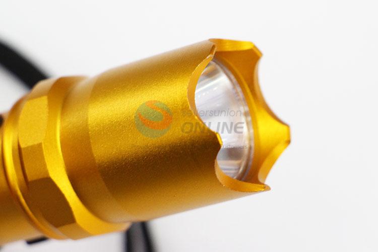 Personalized Safe Aluminum Alloy Golden Color Flashlight with T6 Lamp Bulb