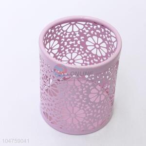 Simple Style Pink Color Hollow Flower Pen Holder Container Desk Organizer Gift