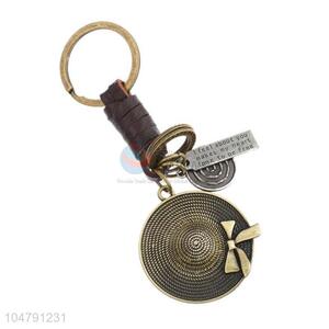 Direct factory cowhide key chain straw hat key ring