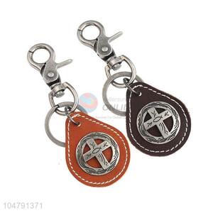 Best selling cowhide key chain cross key ring