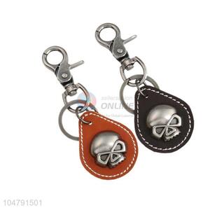 Bottom price cowhide key chain skull key ring