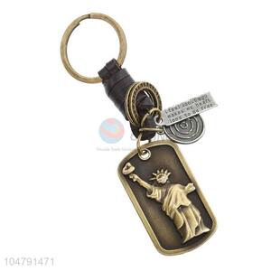 Nice fashion cheap cowhide key chain metal key ring