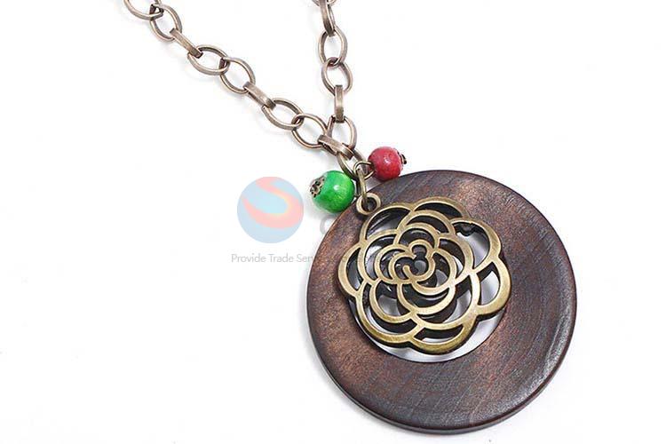 Top quality cheap vintage alloy pendant wooden necklaces